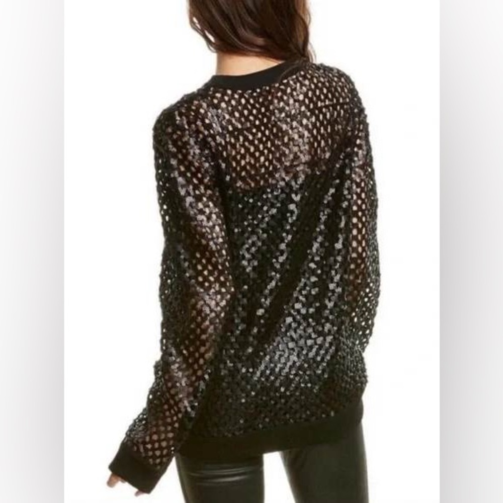 EUC Tory Burch Black Lansing Sequin Open Knit Sweater Long Sleeve – Size XLarge - Picture 3 of 10